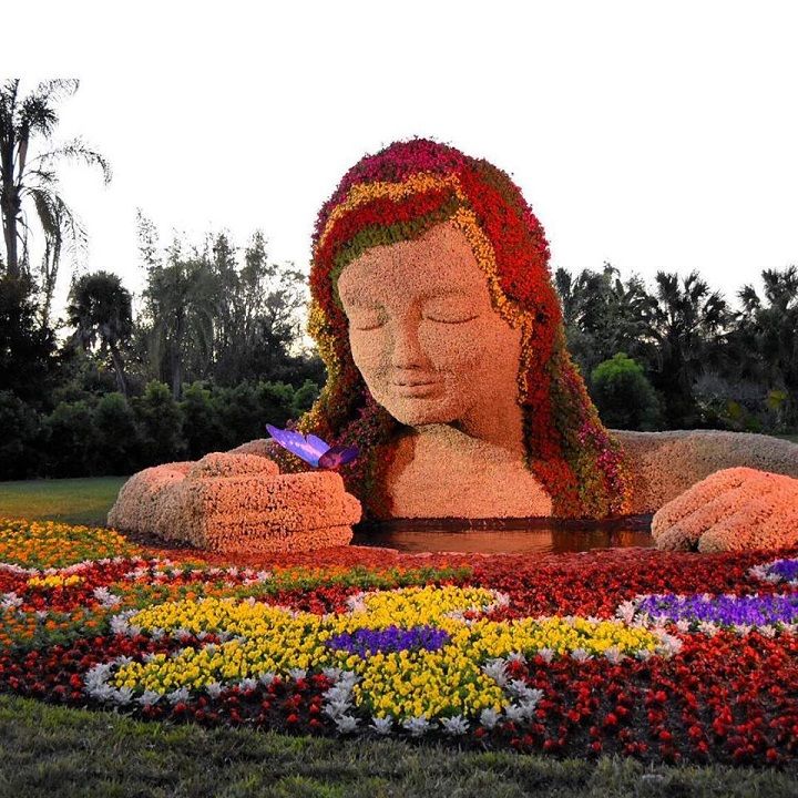 Busch Gardens Tampa Food Wine Festival Topiary Woman with Butterfly 