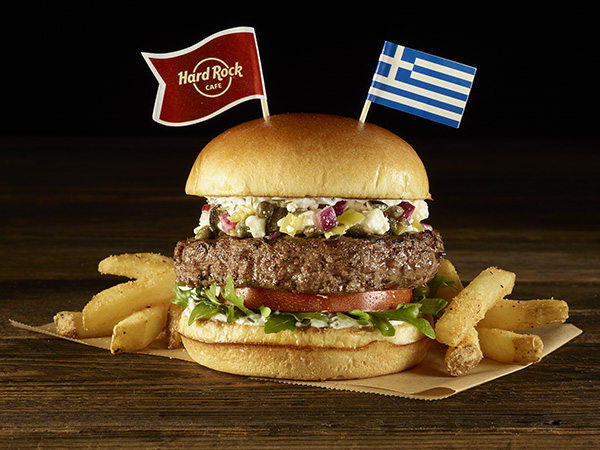 Hard Rock Cafe Greek burger 