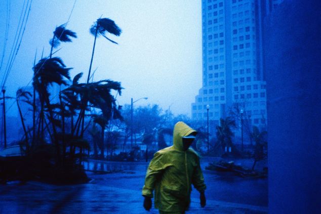 Person Walking in Hurricane 